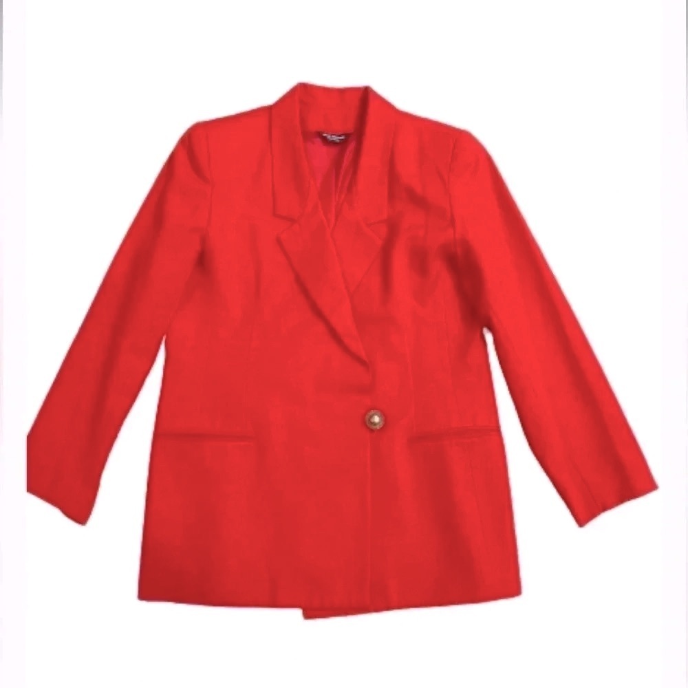 CHAD STEVENS BLAZER VINTAGE RED DOUBLE BREASTED 1 BUTTON POCKETS SIZE 14